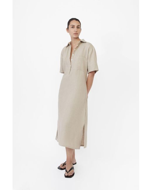Dāl the Label Black Linen Midi Shirtdress