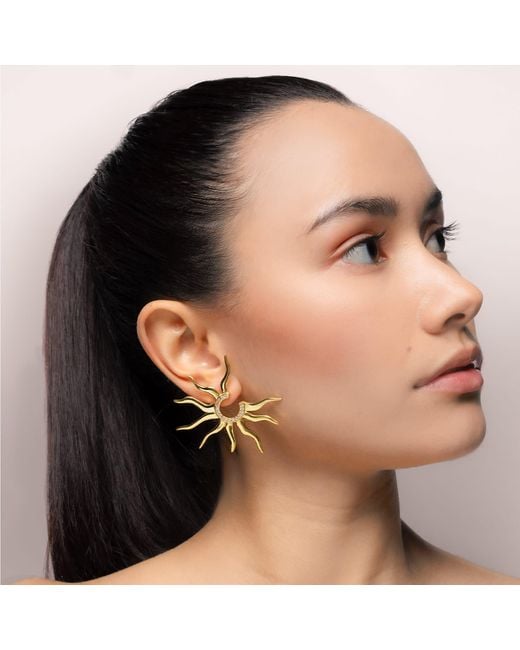 Lavani Jewels Metallic Goldplated The Sun Earrings