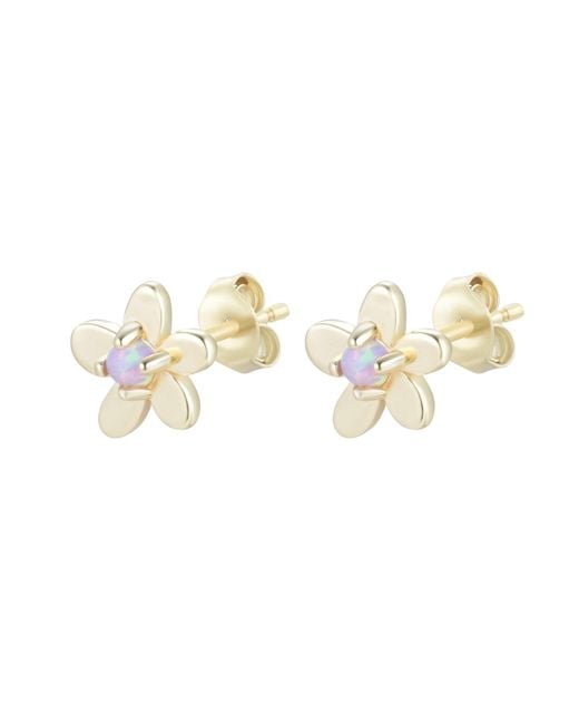 KAMARIA Metallic Mini Flower Opal Stud Earrings