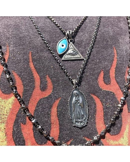 Nialaya Metallic Our Lady Of Guadalupe Sterling Pendant Necklace for men