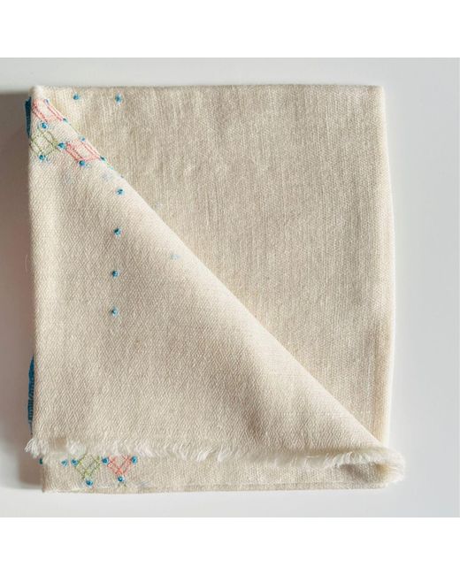 Heritagemoda Neutrals Natural Undyed Pashmina With Hand Embroidery