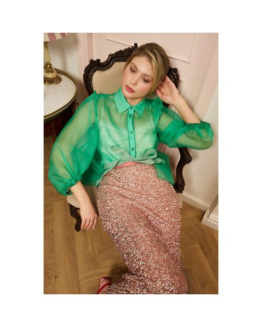 Georgette Green Emerald Veil Blouse