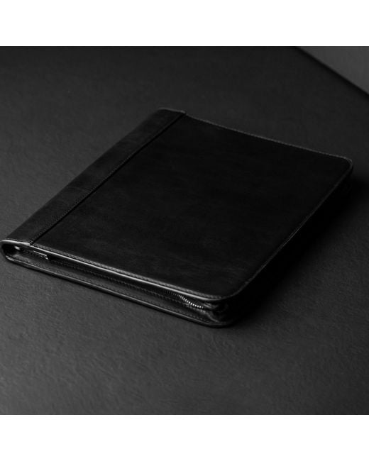 Time Resistance Black Leather Documents Folder Organizer