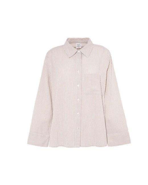 Nudea Pink Seersucker Boxy Shirt