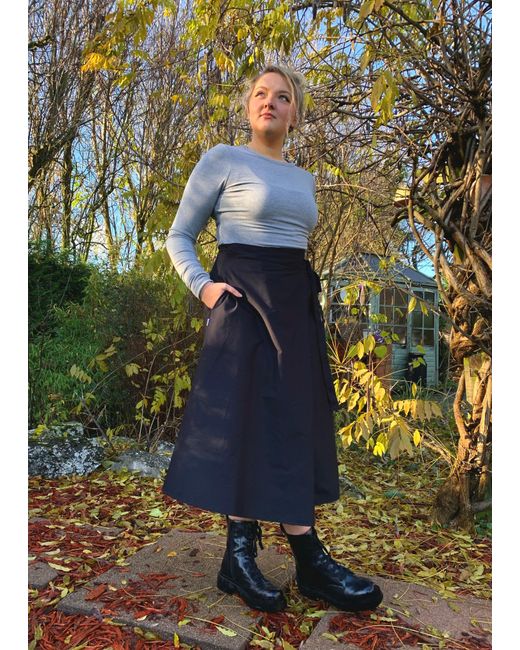 Frock Tales Black Illusion Wrap Midi Skirt