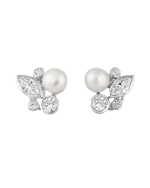 Esterah Metallic Pearl & Cubic Zirconia Cluster Earrings