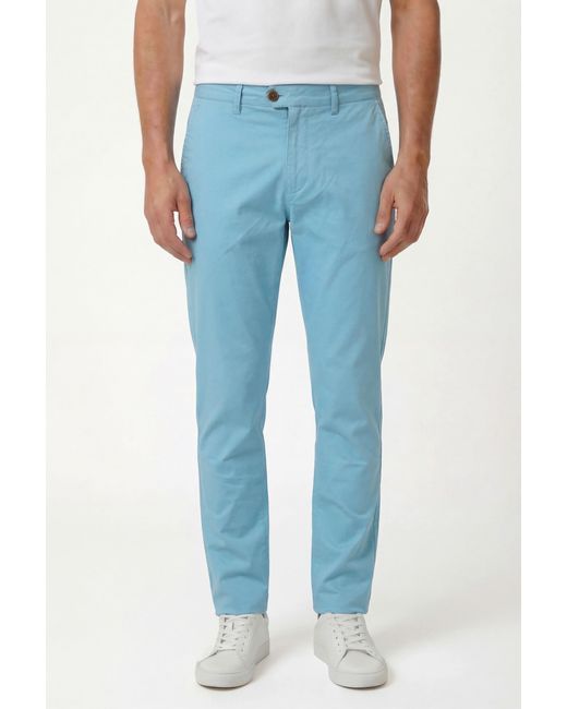 Lords of Harlech Blue Jack Flat Front Pant for men