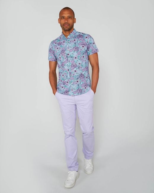 Lords of Harlech Blue Todd Garden Party Knit Shirt for men