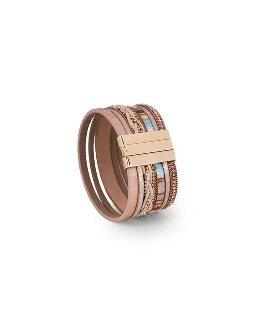 Saachi Brown Braided Leather Multi Strand Bracelet