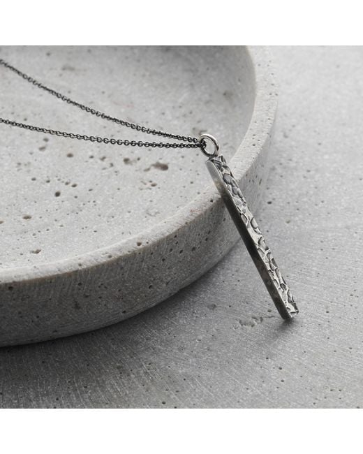 Posh Totty Designs Metallic Textured Oxidised Sterling Bar Necklace for men