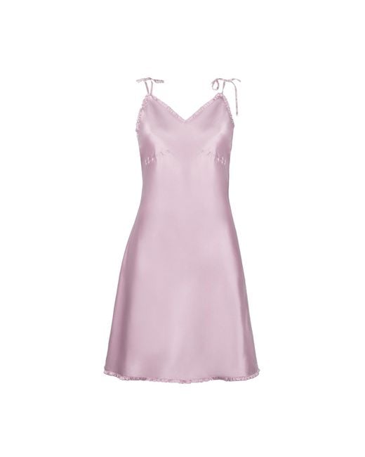 Sasha La Mer Purple Giselle Silk Slip Dress, Color Bubblegum