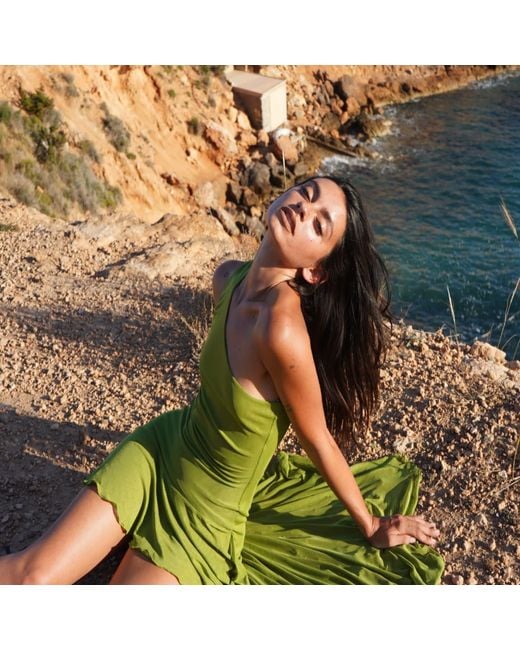 Alia Studio Green Améthyste Maxi Mesh Dress