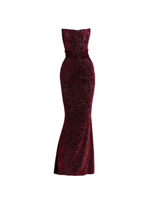 Angelika Jozefczyk Red Moon Shimmering Evening Gown Burgundy