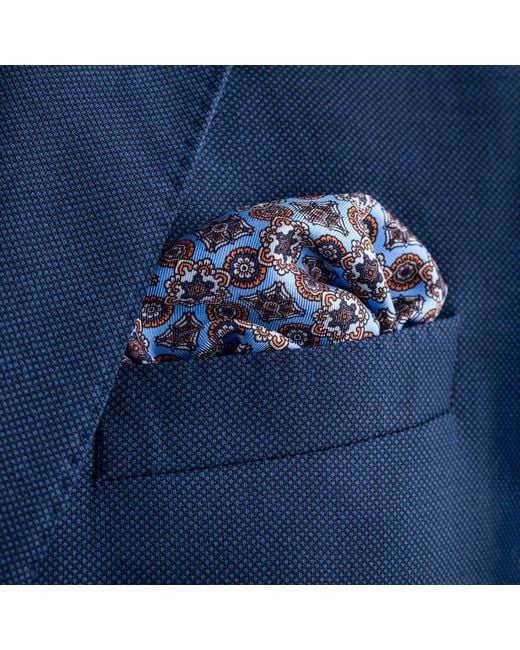 Otway & Orford Blue 'Millefiori' Silk Pocket Square for men