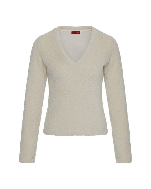 No'design White Neutrals Snug V-Neck Blouse