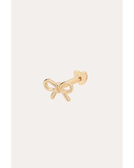 Vanhi Metallic 14K Solid Bow Tie Flat Back Stud