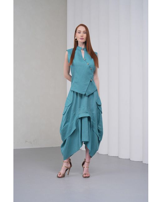 Lumina Eligma Blue The Collar Linen Skirt