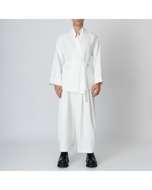 LIA ARAM White Wrap-Around Cotton-Blend Trousers