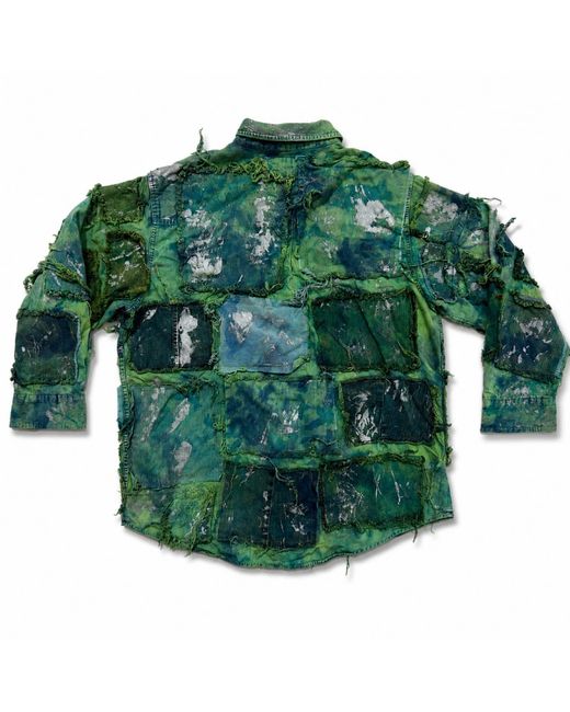 Zasta Studio Green Wearable Ruins Shredded Denim Colored Shirt B