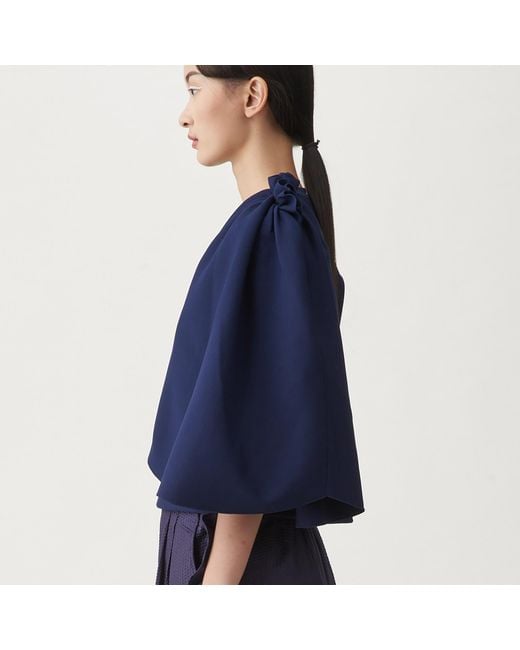 Arto. Blue Ruffles Panel Knit Cape Top