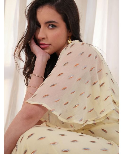 Rose & Nancy Natural Neutrals Talia Lemon Sparkle Maxi Dress