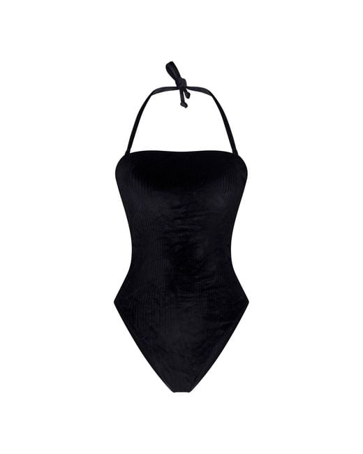 Maison Tangerine Black Marbella Velvet Swimsuit
