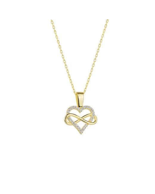 Spero London Metallic Infinity Heart Love Sterling Pendant Necklace