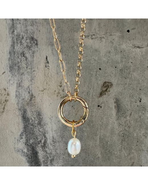 My Little Nature Metallic Freshwater Pearl And Plated Circle Necklace