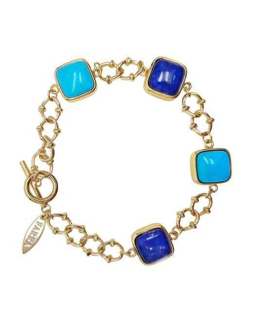 Farra Blue Square And Lapis Chain Bracelet