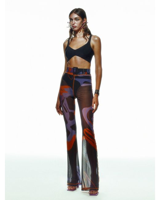 Khéla the Label Blue Tainted Flower Mesh Pants In