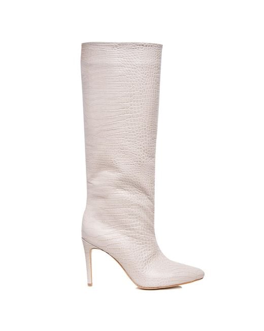 Ginissima Gray Ilona Boots Embossed Leather, Under Knee