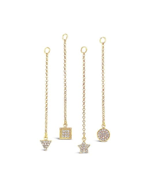 Lutiro Metallic Single Earring Square Cz Charm With Chain
