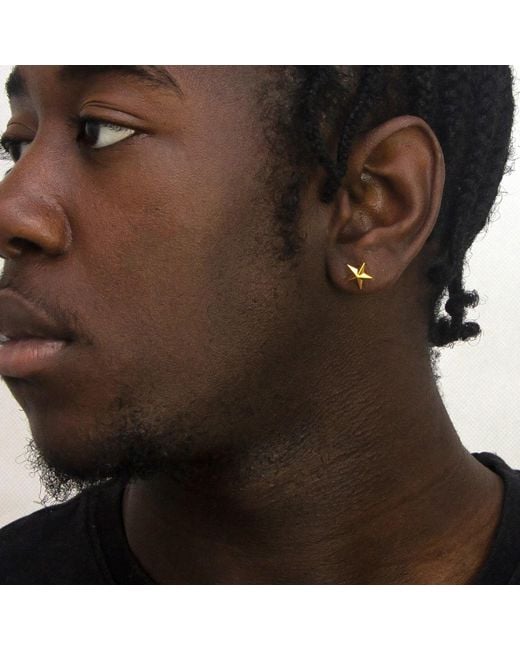 True Rocks Metallic Star Stud Earring 18Kt Plated for men