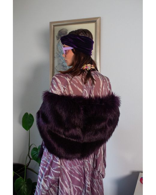 Jennafer Grace Black Shadow Amethyst Faux Fur Shawl