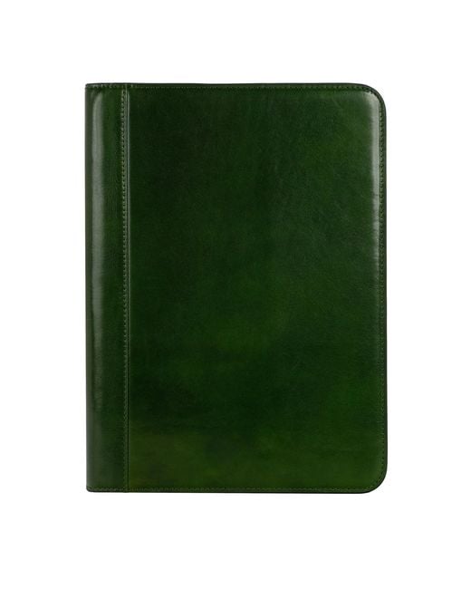 Time Resistance Green Leather Documents Folder Organizer