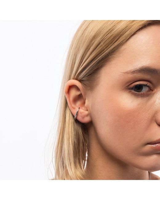Spero London Metallic Fine Diamond Sterling Ear Suspension Semi-Hoop Earrings