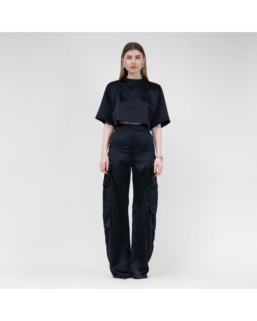 BLUZAT Black Matching Set With T-shirt And Cargo Trousers