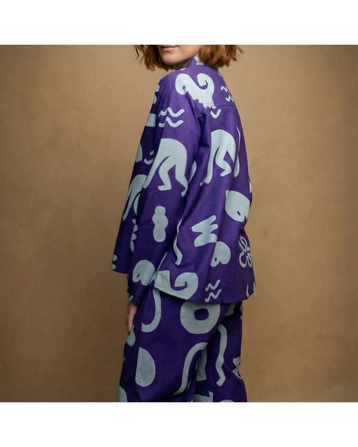 Wild Clouds Purple Organic Cotton & Linen Shirt