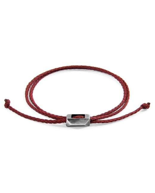 Anchor and Crew Red Burgundy Edward & Rope Skinny Bracelet for men