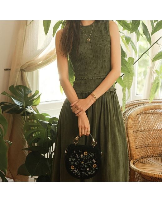 Fable England Black Charlotte Sunflower Top Handle Bag