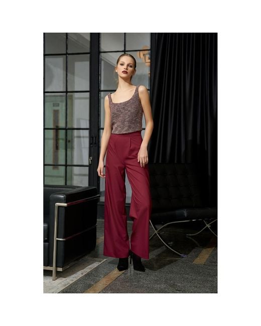 AVENUE No.29 Red Wide Leg Trousers
