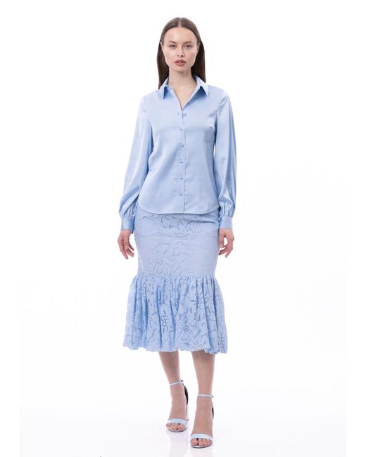 Carloslines Blue Button Down Long Sleeve Shirt
