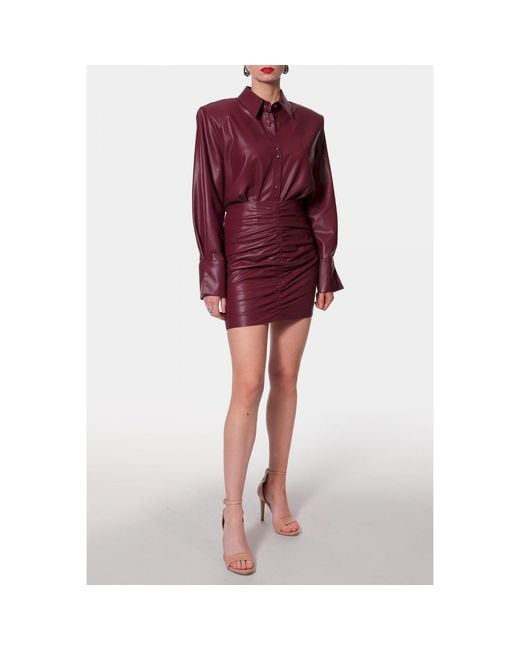 AGGI by HALEWSKI Purple Ruth Burgundy Wine Vegan Leather Mini Skirt