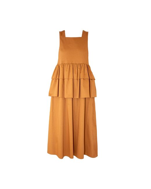 KAROLINA OZOLINSIUTE Brown Bonnie Light Cotton Maxi Dress