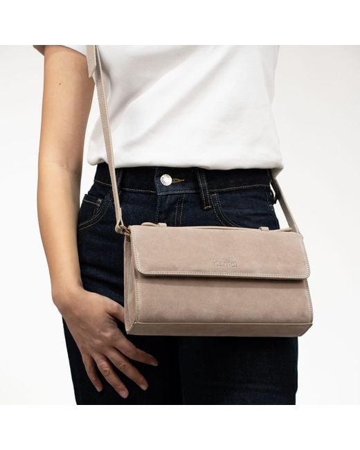 Hamel Atelier Natural Neutrals Avenue Suede Crossbody Bag