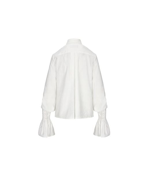 Mandragora White Neutrals Ecru Cotton Shirt With Decorative Cuffs – Carmen