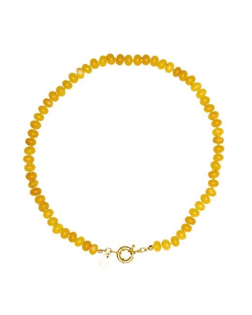 Christina Greene Yellow Sweet Stone Beaded Knotted Necklace