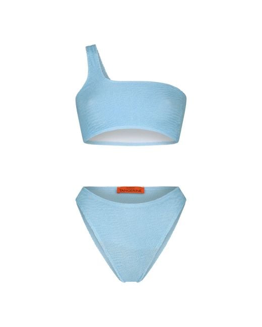 Maison Tangerine Blue Mykonos Crinkle Swimsuit Aqua Bikini