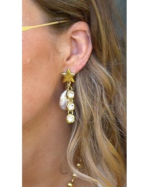 Sccollection Metallic Ziggy Star & Pearl Earrings