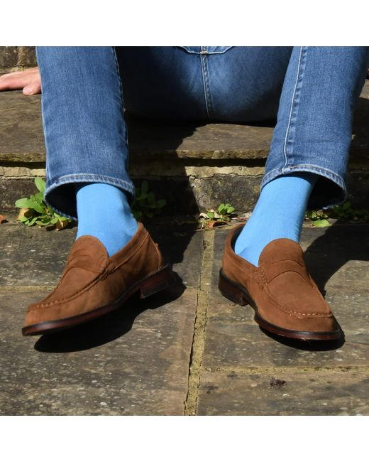 Peper Harow - Made in England Blue Mix Tape Socks for men